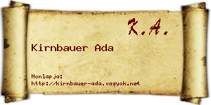 Kirnbauer Ada névjegykártya